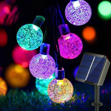 Solar-Lichterkette für den Außenbereich, 7 m, 50 LEDs, wasserdicht, solarbetrieben, mit 8 Beleuchtungsmodi für drinnen und draußen, Garten, Weihnachten, Terrasse, Deck, Party (bunt)