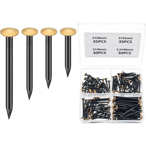 130 Pièces Clous pour Mur en Béton, Ensemble de Clous en Acier pour Béton, Kit de Clous, Clous pour Tableaux, Assortiment de Clous pour Briques Plâtre Bois, Set de Clous en Acier (20/25/30/40mm) (1/5)