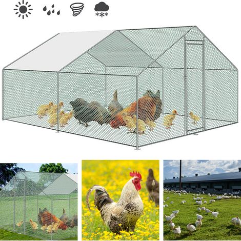 EINFEBEN Enclos poulailler grillagé avec porte latérale et toit dôme 12 m² 3x4 M