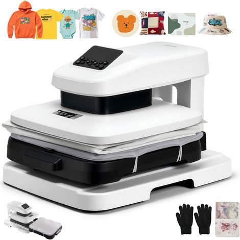 VEVOR Presse a Chaud Automatique pour T-shirts, Presse a Transfert Thermique avec Plateau Chauffant 38x38 cm, Declenchement Automatique, Pression Reglable et Affichage Numerique, Sublimation, Blanc