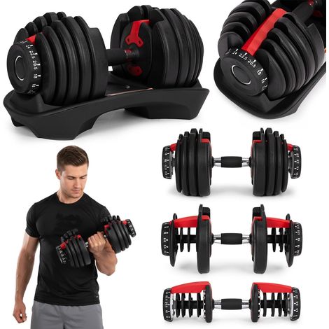 Verstellbare Gusseisen-Hantel 2,5-24 kg mit Ständer