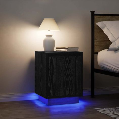 Nachttische mit LED-Leuchten 2 Stk. Schwarz 38x34x50 cm