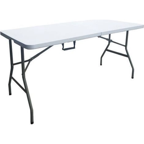 Table pliante 152x70 cm – Structure acier – Plateau PEHD – 6 personnes – Charge jusqu'à 110 kg – Pliable pour rangement compact