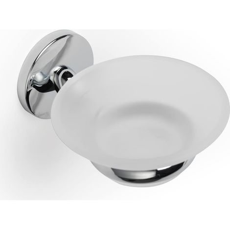 Croydex Frosted Glass Soap Dish with Chrome Wall Mount - Hampstead (1/5)