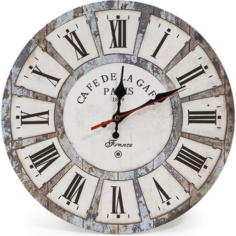 Vintage Wall Clock 30cm Rustic Wood Silent Dial Timer Living Room Office Decor (1/4)