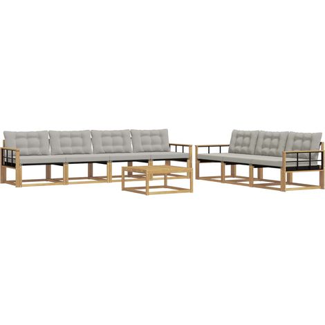 Conjunto de sofás de exterior 8 uds. Blanco y Gris Claro vidaXL (1/5)