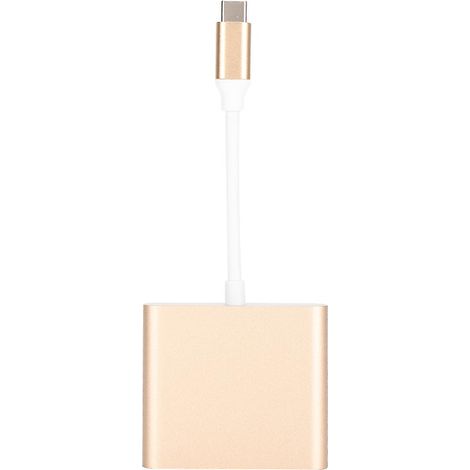 Adaptateur Gold Type-C vers HDMI vers USB 3.1 : un adaptateur multiport prenant en charge la 4K, la charge rapide et le transfert de données. (1/5)
