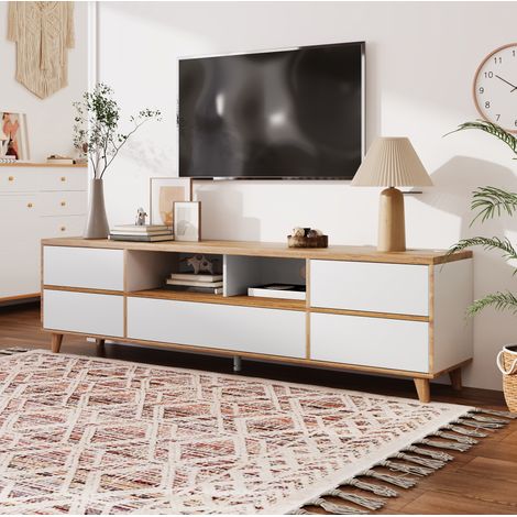 Mobile credenza 175 cm con vani bianco legno salvaspazio OKMYHOME (1/5)