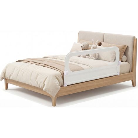 Barrière de lit bébé blanche 120 cm avec 3 hauteurs réglables, housse Oxford amovible et base en U stable pour chambre et sieste (1/5)