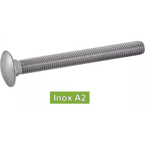 50 Vis à Métaux Tête Ronde Collet Carré 8 x 80 mm - DIN 603 - NFE27-351 - UNI 5731 - Inox A2 - D-Work (1/3)