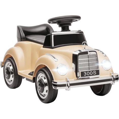 Voiture électrique pour enfants de 18 à 48 mois, sous licence Mercedes-Benz, avec musique, beige. Voiture électrique pour enfant, offrant une expérience de conduite sécurisée et amusante, adapté aux..