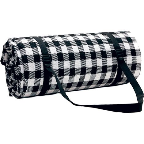 Extra große Picknickdecke, Campingdecke, Stranddecke, wasserdicht mit Griff, 200 x 200 cm – schwarz