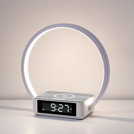Lámpara de Noche, Lampara de Mesa LED con Carga Inalámbrica 10W, Lámpara de Mesita de Noche Táctil Regulable con 3 Niveles de Brillo, Luz Nocturna para Dormitorio Sala de Estar Oficina (1/5)