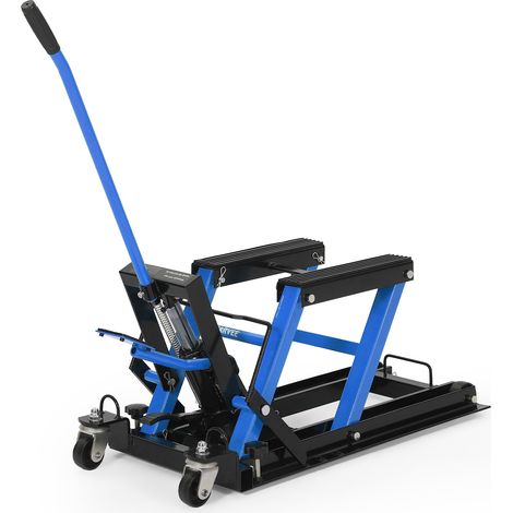 Cric Industriel 1500 Lbs, Lift Moto Hydraulique CRIC INDUSTRIEL, Pompe Hydraulique, Hauteur Réglable 4.53"–15.35", Noir et Bleu (1/5)