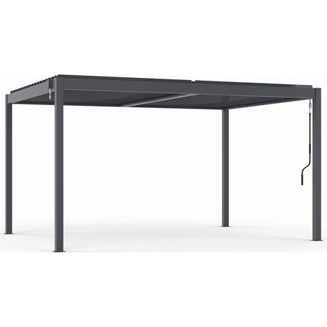 Pergola bioclimatique lames orientables acier 3x4 M gris anthracite