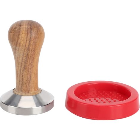 Pilon à café en acier inoxydable avec manche en bois pour tasser la poudre (1/5)