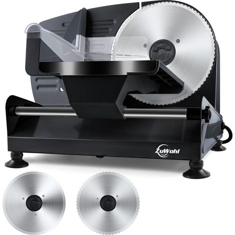 200W Electric Ham and Sausage Slicer, 2 Detachable Blades 19 cm, 0-15 Thick Precise Groove Switch for Safe Use, for Bread, Ham, Cheese and Meat, Silver (1/5)