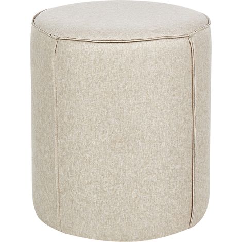 Puf moderno redondo tejido lino dormitorio sala de estar beige Sedona
