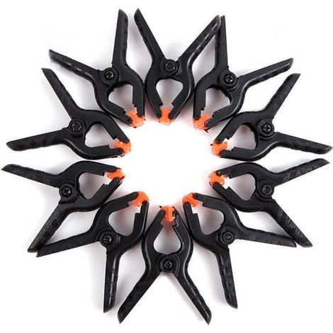 Set mit 10 Kunststoff-Federklemmen, Öffnungsweite bis zu 4,7 cm, Klemmclips für Dekoration, Holzbearbeitung und Fotostudio (1/4)