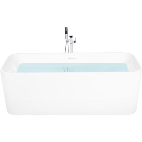 Bañera independiente moderna rectangular de acrílico con sistema antidesbordamiento 1700 x 700 mm blanco Yata (1/5)