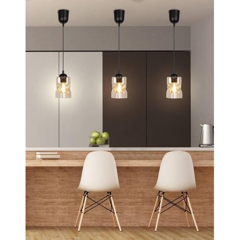 Suspension Candellux Felis E27 60W verre ambré noir (1/3)