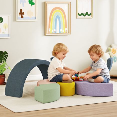 Parcours motricité bébé module motricité bébé 7 pièces avec housse lavable 107 x 107 x 30 cm multicolore (1/5)