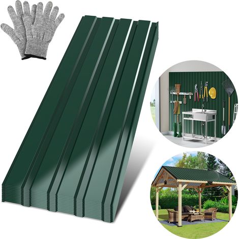 Jiubiaz 24x Wellblech Profilplatten 115 x 45 cm, bis 12 m², Grün, für Gartenhaus, Lager und Geflügelstall (1/5)