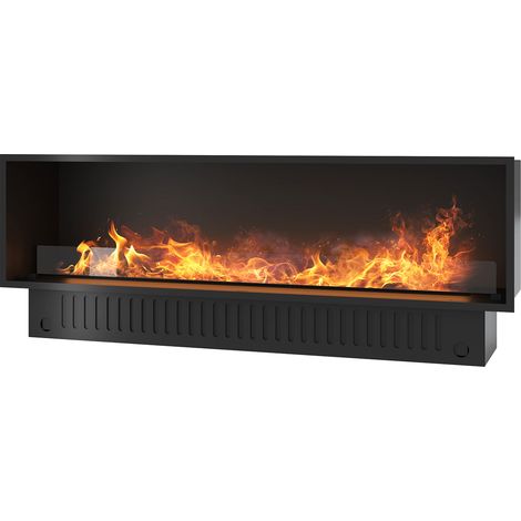 Camino a Vapore Elettrico da Incasso 180x45(64,8)x40 cm Invapo Inside con Ricarica Automatica e LED RGB Nero