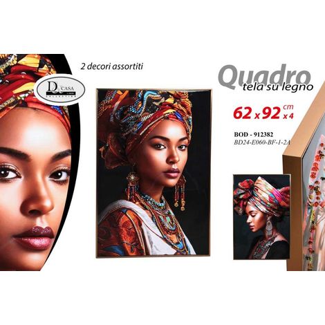 Quadro da Parete su Tela in Legno Donna Africana 62 x 92 x 4 cm 2 Decori (1/2)