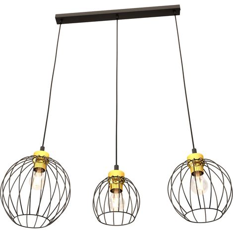 Suspension loft noir/or 3 globes E27 réglable Emibig (1/5)