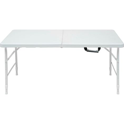 CHICFURN Mesa plegable ajustable de 124,97 cm blanca de plástico y hierro para exterior (1/5)