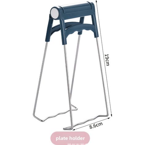 Pince anti-brûlure en acier inoxydable pour bols et assiettes, avec poignée isolante et support antidérapant. Cadeau pratique (Pince - vert foncé). (1/5)