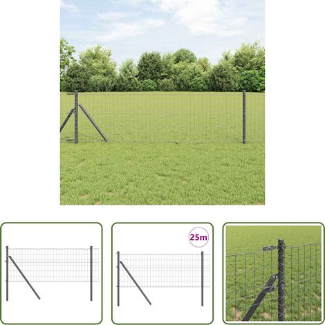 Terrassenzaun - Zaun mit Pfosten Grau 0,4 x 25 m Stahl und PVC (1/5)