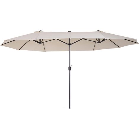 Sonnenschirm Gartenschirm Marktschirm Doppelsonnenschirm Terrassenschirm Mit Handkurbel Beige Oval 455 X 270 X 240 Cm