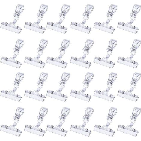 Packung mit 25 transparenten Kunststoff-Drehclips für Schilder und Produktpräsentationen (1/4)