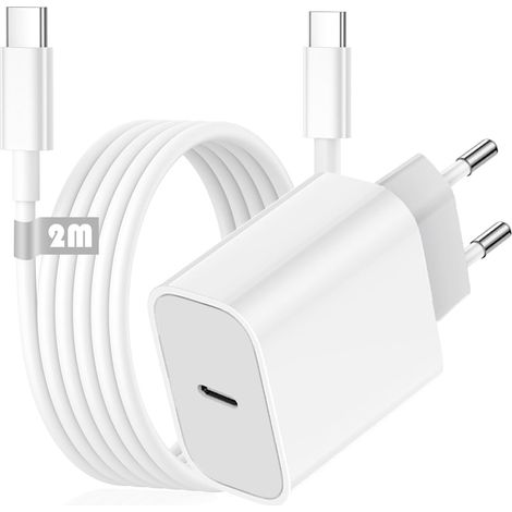 30W Chargeur Rapide iPhone, USB C Adaptateur Secteur Bloc,Chargeur Prise avec Câble de Type-C vers C 2M, Compatible avec iPhone 17/16/16 Plus/16 Pro/16 Pro Max/15/iPad Air/Mini (1/5)