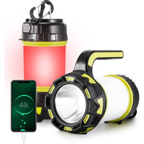 Lampe Camping LED Rechargeable,1000lm Lampe Torche Led Rechargeable, Lampe de Camping 6 Modes,Étanchéité IPX5 Puissante Lanternes Lampe pour Plein Air Camping,Bricolage,Secour,Pêche,Garage,Randonnée (1/5)
