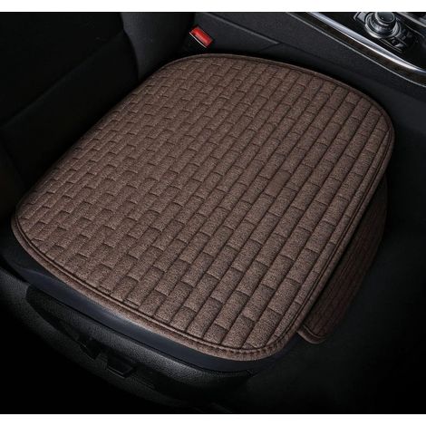 Housse de siège de Voiture Universelle en Tissu de Lin,Coussin de siège de Voiture antidérapant pour Voiture, Camion, fourgonnette (Marron, Coussin de siège Avant) (1/5)