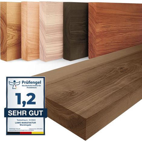 Lamo Manufaktur Wandregal Holz Gerade Regal Farbe: Nussbaum Pure: ohne Montage Set 40 cm (1/5)