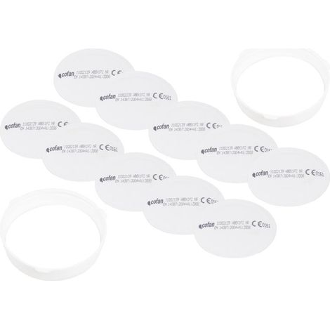 COFAN set recambio 10 prefiltros p2 nr , Pack de 10 recambios de prefiltros P2 NR y 2 aros retenedores que sirven como recambio para el Set de Filtro Combinado: 2 filtros A1B1E1K1 (1/4)