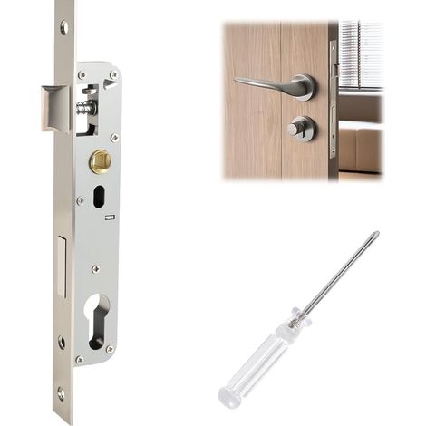 Serrure à Encastrer 85x20mm en Acier Inoxydable Serrure Porte Cadre Tubulaire Entraxe 85mm Pêne Dormant 20mm pour Porte Jardin Boîtier de Serrure avec Pêne en U DIN Gauche Droite