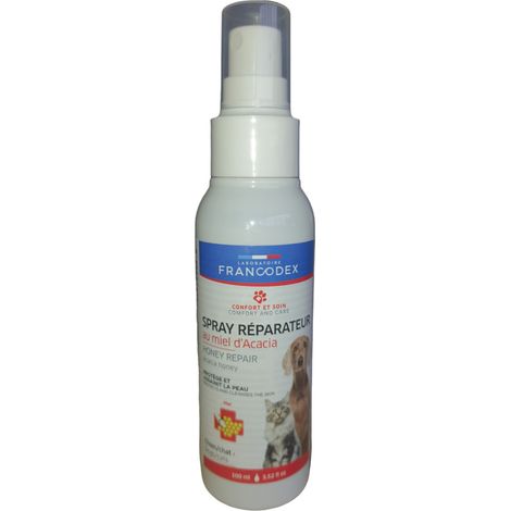 Spray réparateur miel d'acacia 100 ml, pour chats et chiens - Francodex (1/4)