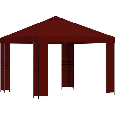 Gazebo de 3 mètres, rouge bordeaux, polyester et acier, 190 g/m² (1/5)