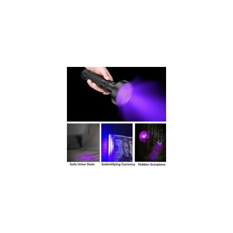 Litzee – Torcia UV a 100 LED – Luce nera a 395 nm – Rilevatore di punti e fluorescenza – Lega di alluminio impermeabile – Occhiali protettivi – Crezuo