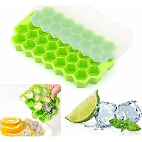 37 Bacs à glaçons,Silicone souple,Couvercle inclus,Qualité alimentaire,Boissons fraîches (1/5)