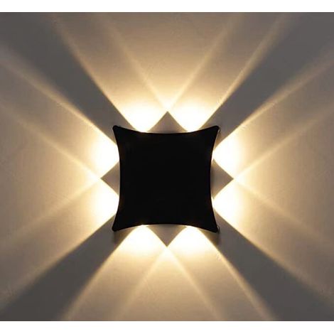 Applique murale LED extérieure/intérieure 8W étanche IP65, couleur noire, idéale pour salle de bain, couloir, chambre, blanc chaud (1/4)