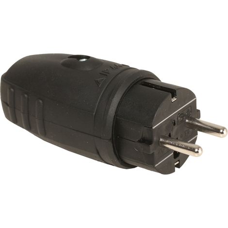 Prise Schuko, caoutchouc, IP44, noir