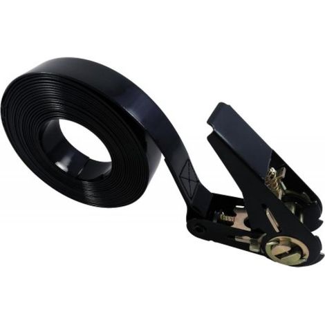 Sangles d'arrimage polyester enduite polyuréthane noir à cliquet epoxy noir largeur 25 mm, longueur 5 m - LECUYER (1/3)