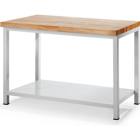 RAU, Établi sur piétement, 1 tablette en tôle d'acier, (1/3)