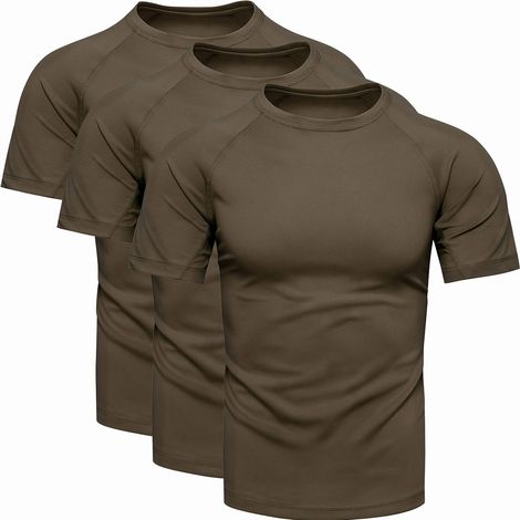 3er-Pack Herren-Thermo-T-Shirts in Khaki - Größe M